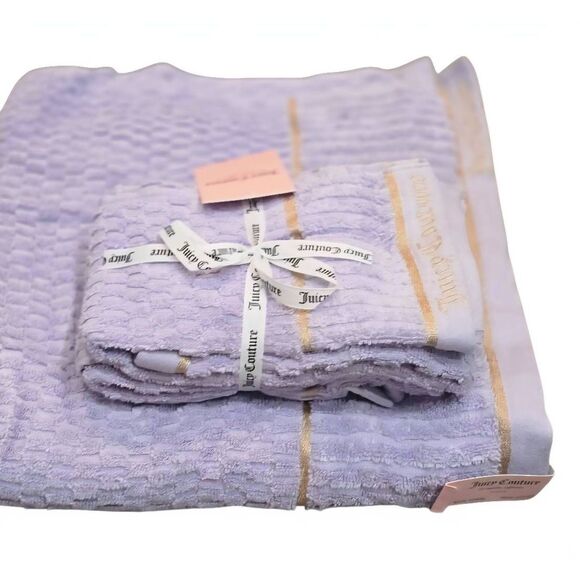 Juicy Couture Home Embroidered Signature Logo Towel Set- Lavender - Picture 2 of 7